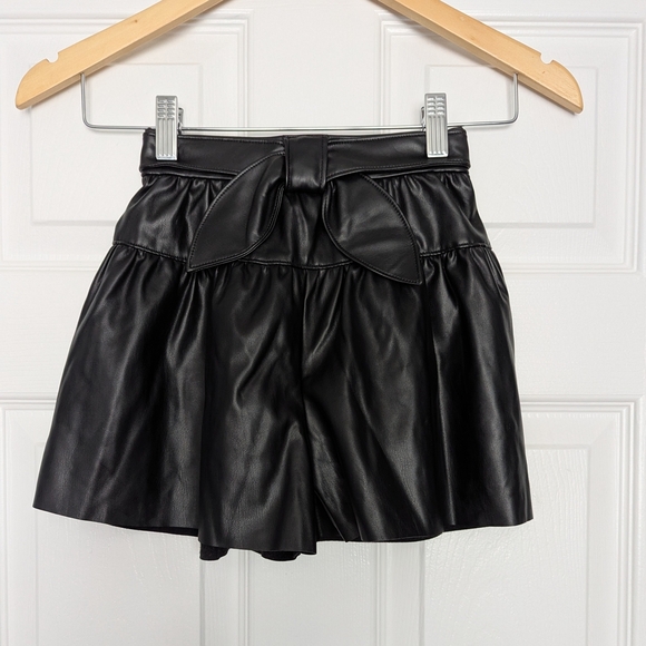 Mayoral Girls (Size 7) Black Faux-Leather Shorts - Picture 1 of 5